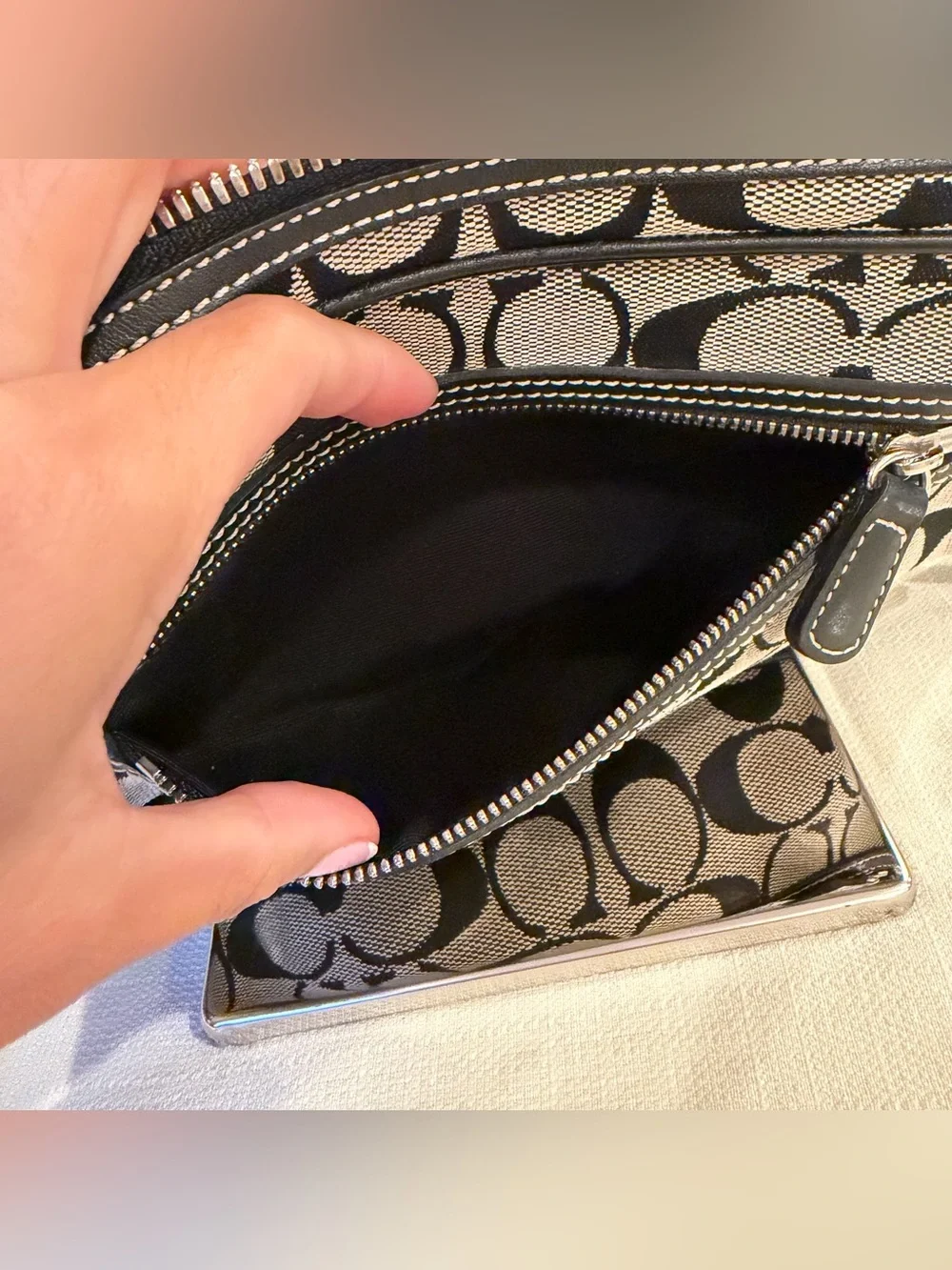 Coach Black & Gray Signature Canvas Monogram Y2K EUC